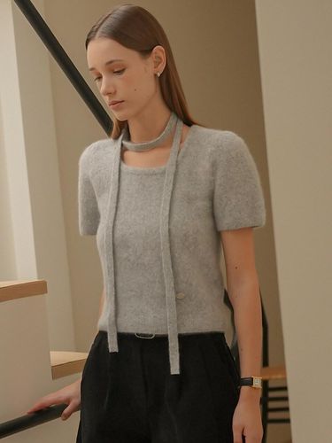 Soft tie set half sleeve knitwear_light gray - KNOWN BETTER - Modalova