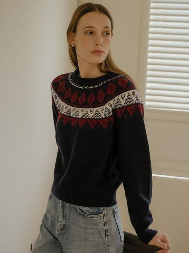 Nordic jacquard wool knitwear_Navy - KNOWN BETTER - Modalova