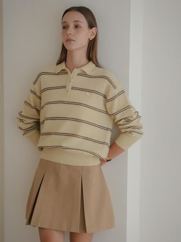 Natural stripe collar wool knitwear_Beige - KNOWN BETTER - Modalova