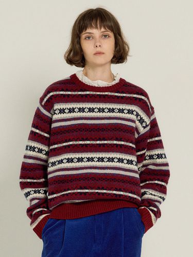 Grandpa Jacquard Knit (Burgundy) - sienne - Modalova