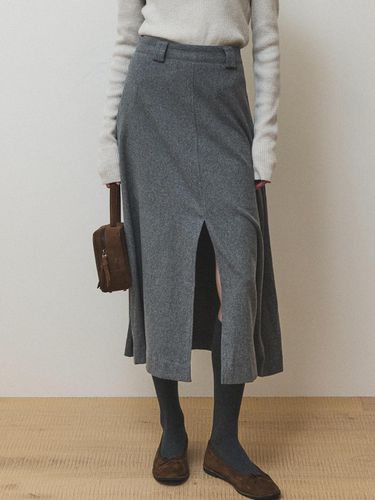 Slit cashmere flared skirt_Gray - AUBARD - Modalova