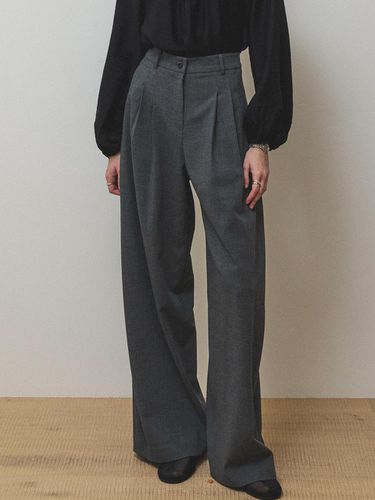 Wide-tuck wool pants_Gray - AUBARD - Modalova