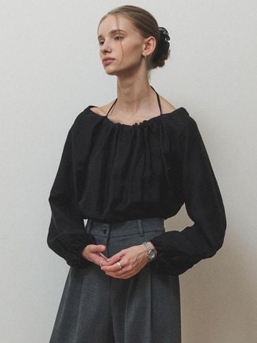 Sheer wool shirring blouse_Black - AUBARD - Modalova