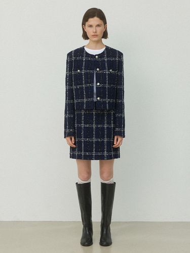 NAUV CHECK SET-UP TWEED SKIRT(SK-4964) - Atelier Nain - Modalova