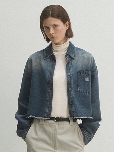 AUBE CROP DENIM SHIRT(BL-4256) - Atelier Nain - Modalova