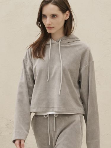 Velour Cropped Hoodie _Light Grey - ACUD - Modalova