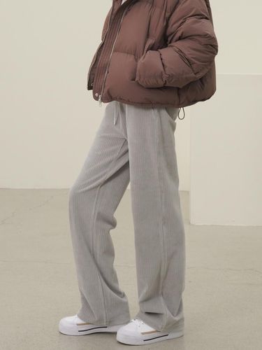 Velour Banding Semi Wide Pants _Light Grey - ACUD - Modalova