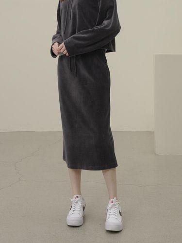 Velour Banding Skirt _Charcoal - ACUD - Modalova