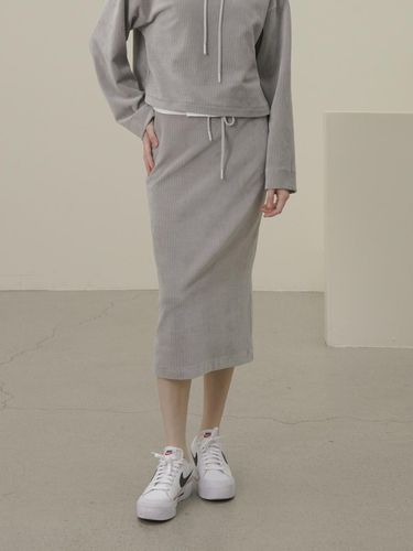 Velour Banding Skirt _Light Grey - ACUD - Modalova