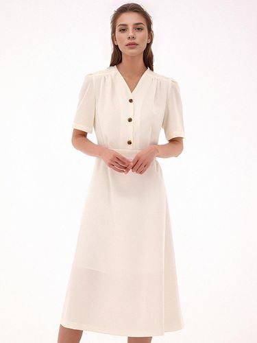 V-neck Half Shirt Dress _4 Color - ACUD - Modalova