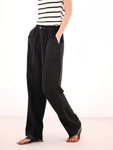 Linen Banding Wide Pants _Black - ACUD - Modalova