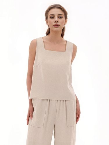 Square neck Sleeveless Top _Beige - ACUD - Modalova