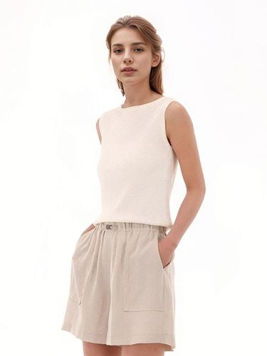 Boat neck Sleeveless Knitwear _White - ACUD - Modalova