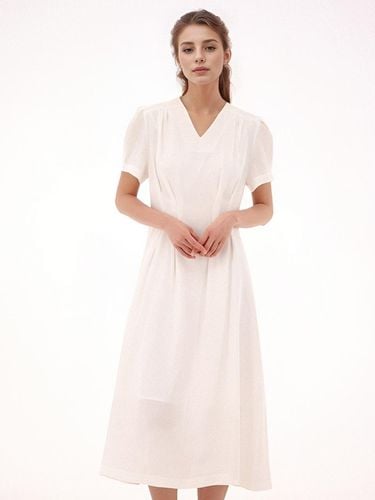 V neck Linen Dress _White - ACUD - Modalova