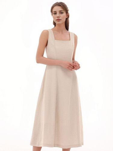 Square neck Sleeveless Dress _Beige - ACUD - Modalova