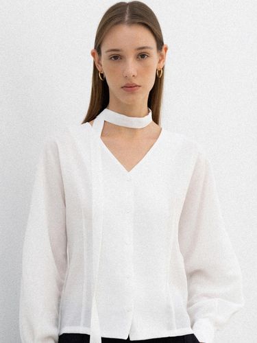 Sleeve Volume Tie Blouse White L103 - L’oiE - Modalova