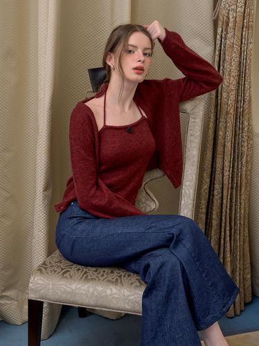 FOAMY Cardigan Set_BURGUNDY - Lang&Lu - Modalova