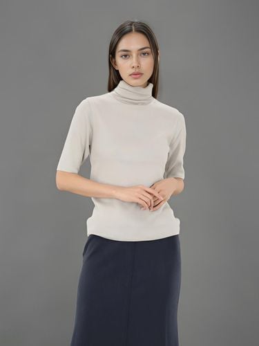 Turtle Neck Ribbed Knitwear _Light Grey - ACUD - Modalova