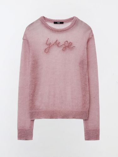 LOGO PATCH KID MOHAIR LOOSE ROUND KNIT TOP - INDI - YUSE - Modalova