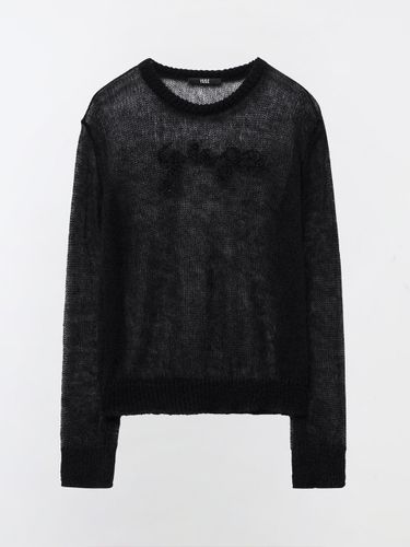 LOGO PATCH KID MOHAIR LOOSE ROUND KNIT TOP - YUSE - Modalova