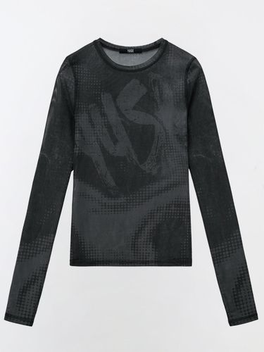 MESH FULL PRINTED LONG SLEEVE T-SHIRT - YUSE - Modalova