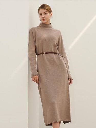 High-neck Cashmere Knit Dress _Beige - ACUD - Modalova