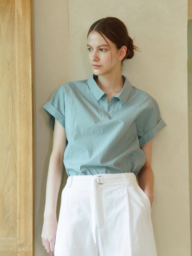 Punching Detail Shirt Blouse _ Light Blue - ACUD - Modalova