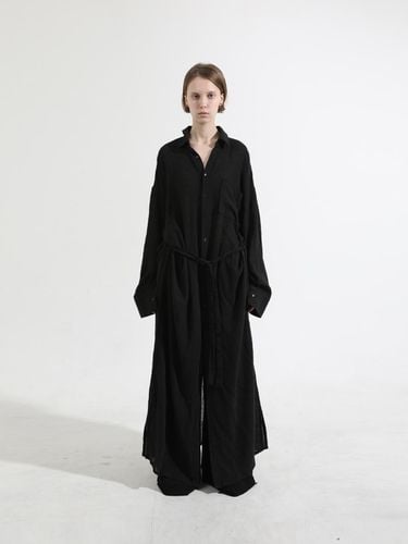 OVERSIZED MAXI SHIRT #BLACK - AMU - Modalova