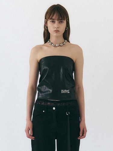 Eco Leather Tube Top (Black) - YUNSE - Modalova