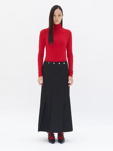 Unbalance Pleats Skirt (Black) - YUNSE - Modalova