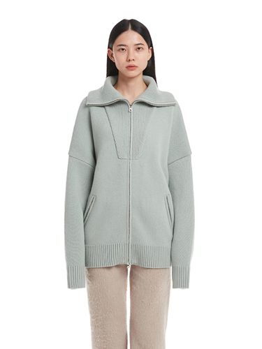 Turtleneck Oversized Two-Way Zip-Up Cardigan [GREEN] - Trunk Project - Modalova