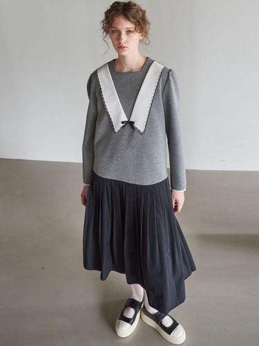 SCALLOP COLLOR PLEATS DRESS_GRAY - MITTE - Modalova