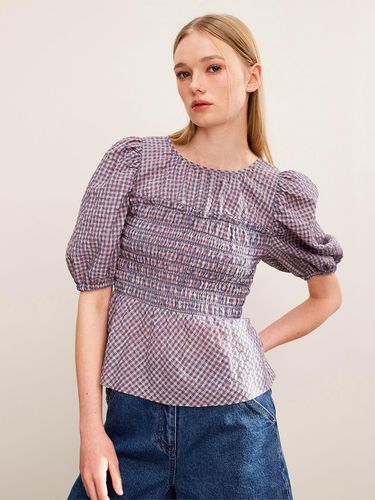 Smocking Flare Check Blouse PK_C242MSC714 - CCclub - Modalova