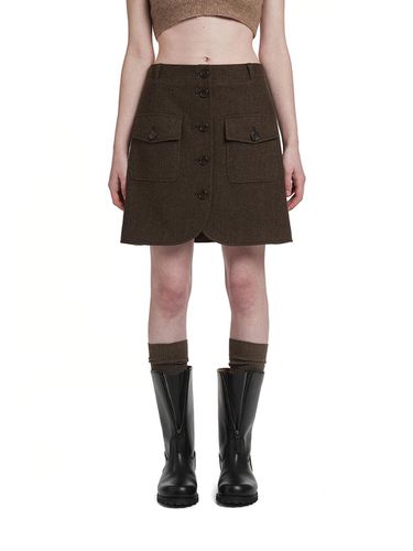 Buttoned Miniskirt_BROWN - Trunk Project - Modalova