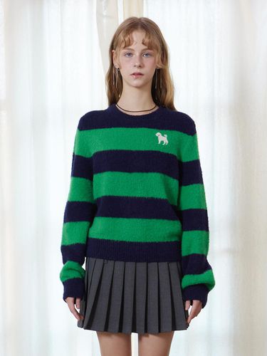 Poodle-poodle Wool Stripe Knit Top_green navy - snug.U - Modalova