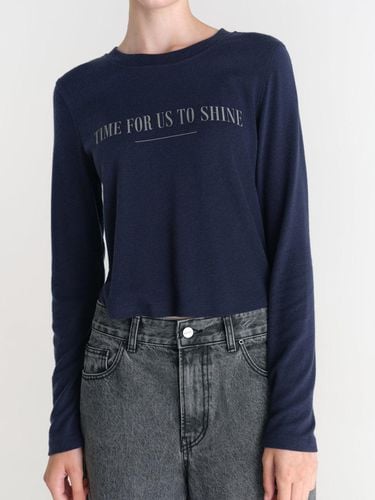 Soft Cropped Daily T-Shirt-Dark Blue - MAGJAY - Modalova