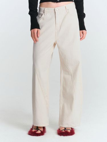 Seamed detail wide pants - beige - MAGJAY - Modalova