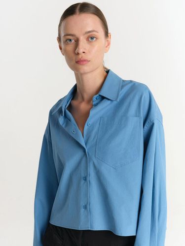 Basic Daily Cropped Shirt-Blue - MAGJAY - Modalova