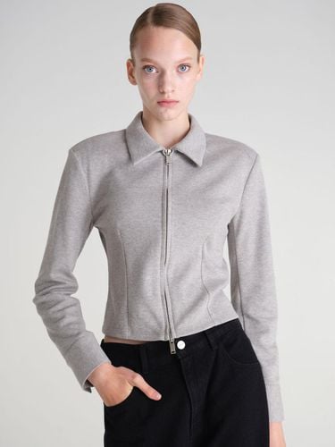 Crop 2WAY Zip-Up-Gray - MAGJAY - Modalova