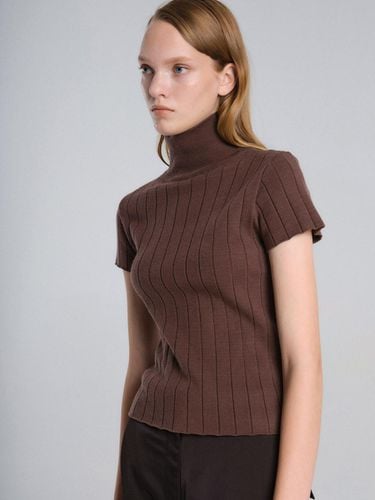 Wool half turtleneck short-sleeved knitwear-brown - MAGJAY - Modalova