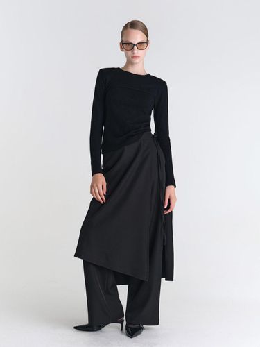 Layered Wrap Skirt-Pants Set-Black - MAGJAY - Modalova