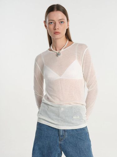 Sheer double stitch daily T-shirt -beige - MAGJAY - Modalova