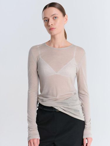 Sheer Double Stitch Daily T-Shirt-Light Gray - MAGJAY - Modalova