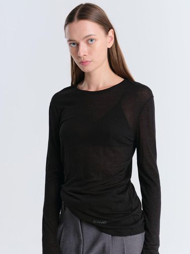 Sheer Double Stitch Daily T-Shirt - Black - MAGJAY - Modalova