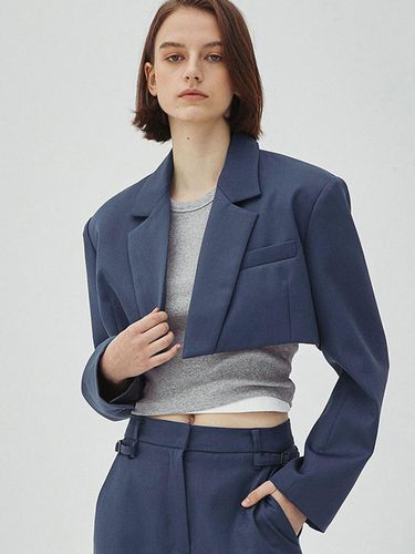 Notched Cropped Jacket-BL - MAGJAY - Modalova