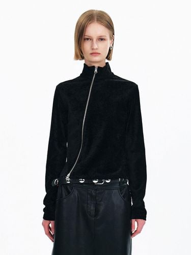 Velvet Oblique Zip-Up (Black) - YUNSE - Modalova