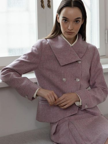 Pink Wide Collar Jacket - AMARI ROMATA - Modalova