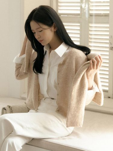 WOOL ALPACA BUTTON CARDIGAN_BEIGE - octette - Modalova