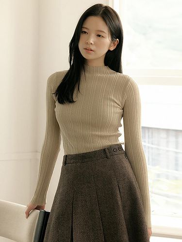 RIBBED MOCKNECK LONG SLEEVE KNIT_4COLOR - octette - Modalova