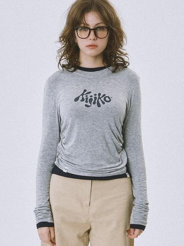 Layered Long Sleeve Tee Set Gray - KIJIKO - Modalova